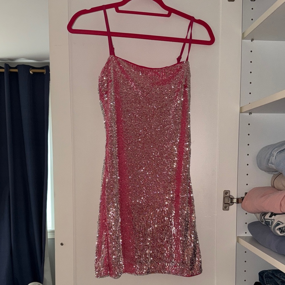 12th Tribe Pink Sequin Mini Dress
